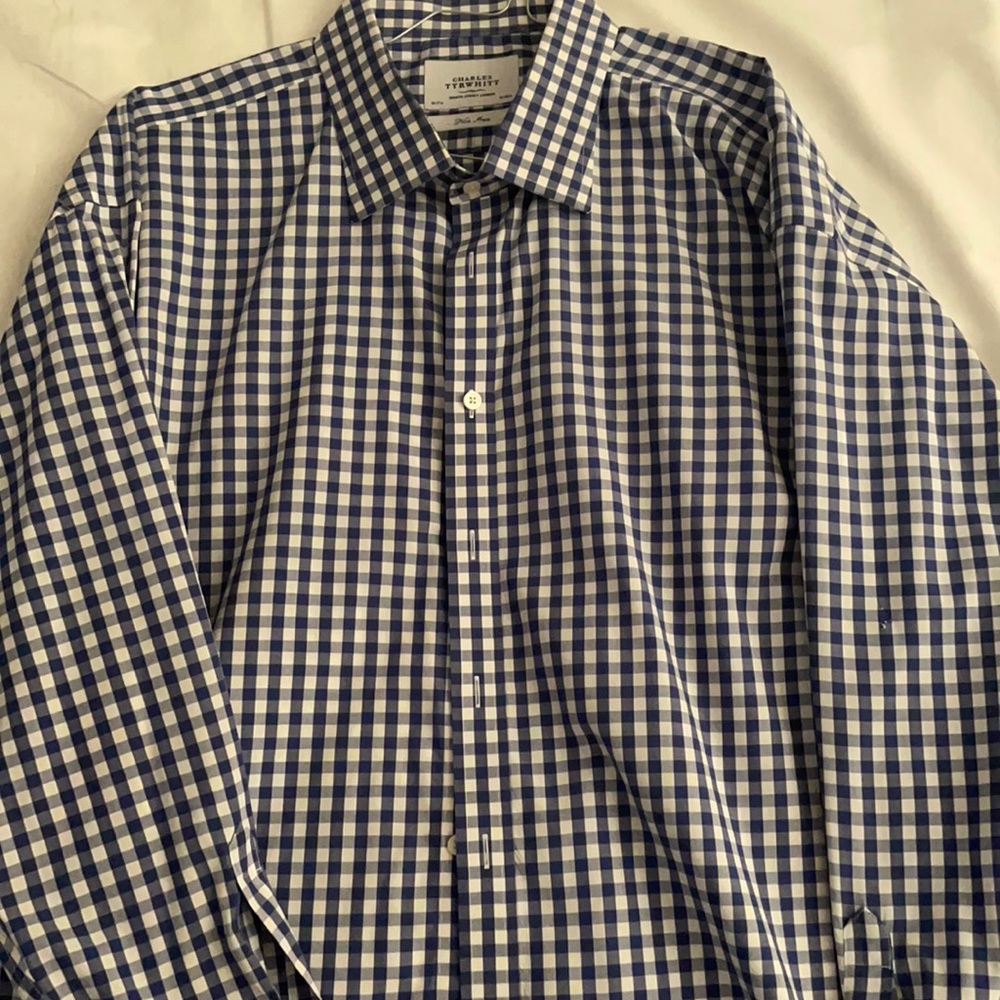 Charles Tyrwhitt 20/37 in nvy gingham French cuff